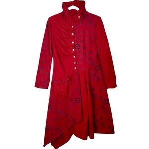 Luxx Women’s Ruched Front Long Coat Multi Detailed Sz L Whimsygoth Boho Feminine